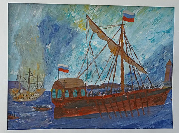 Выставка детских рисунков, посвященных Петру l, на Камчатке